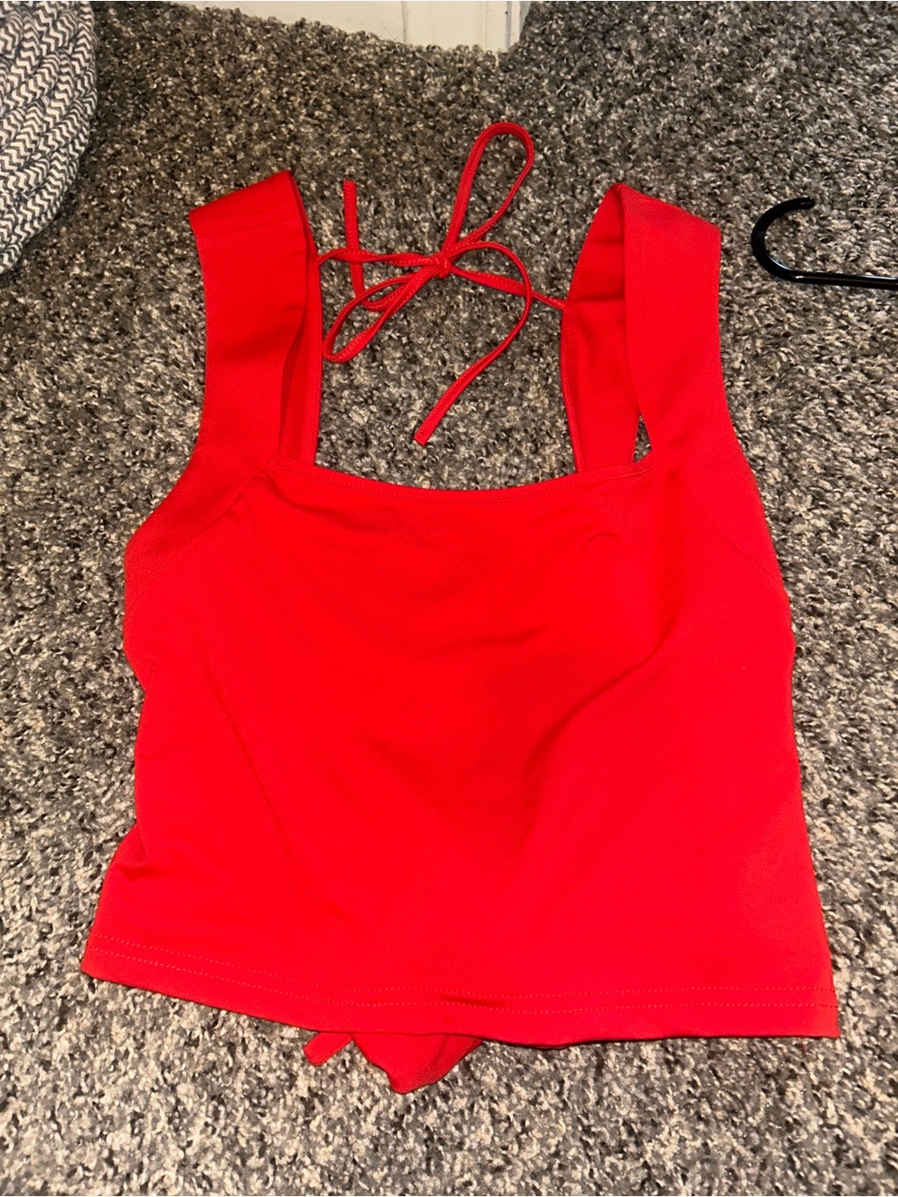 SHEIN Red Square-Neck Halter Crop Top